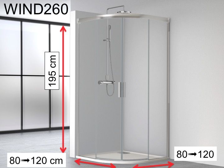 Rounded Corner Shower Screen 100 X 100 X 195 Cm Quarter Round