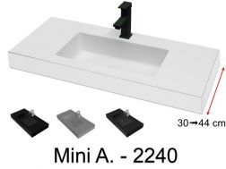 Washbasin top 121 x 40 cm, suspended or recessed, in mineral resin - MINI A. 2240
