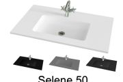 Washbasin top 111 x 46 cm, suspended or recessed, in mineral resin - SELENE 50