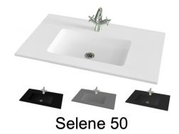 Washbasin top 131 x 46 cm, suspended or recessed, in mineral resin - SELENE 50