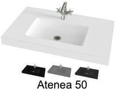 Washbasin top, 130 x 50 cm, suspended or table top, in mineral resin - ATENEA 50