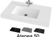 Washbasin top, 200 x 50 cm, suspended or table top, in mineral resin - ATENEA 50