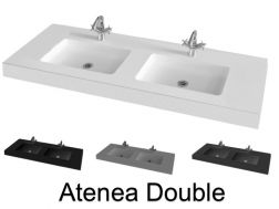 Double washbasin top, 120 x 50 cm, hanging or standing - ATENEA DOUBLE