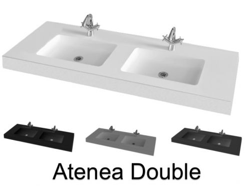 Double washbasin top, 140 x 50 cm, hanging or standing - ATENEA DOUBLE