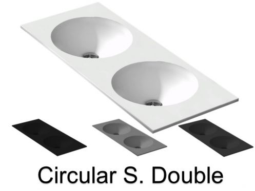 Double washbasin top, 121 x 46 cm, suspended or recessed, round - CIRCULAR S. Double