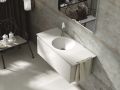 Double washbasin top, 121 x 46 cm, suspended or recessed, round - CIRCULAR 30 Double