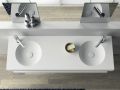 Double washbasin top, 121 x 46 cm, suspended or recessed, round - CIRCULAR 30 Double
