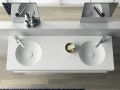 Double washbasin top, 121 x 46 cm, suspended or recessed, round - CIRCULAR 30 Double