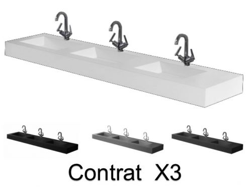 Washstand, 200 x 50 cm, Three built-in washbasin - CONTRACT X3