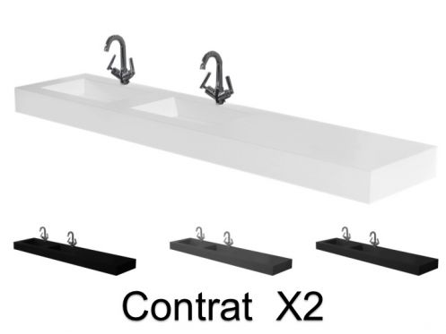 Washstand, 350 x 50 cm, two built-in washbasins - CONTRAT X2