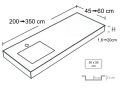 Vanity top, 300 x 50 cm, built-in washbasins - CONTRACT X1