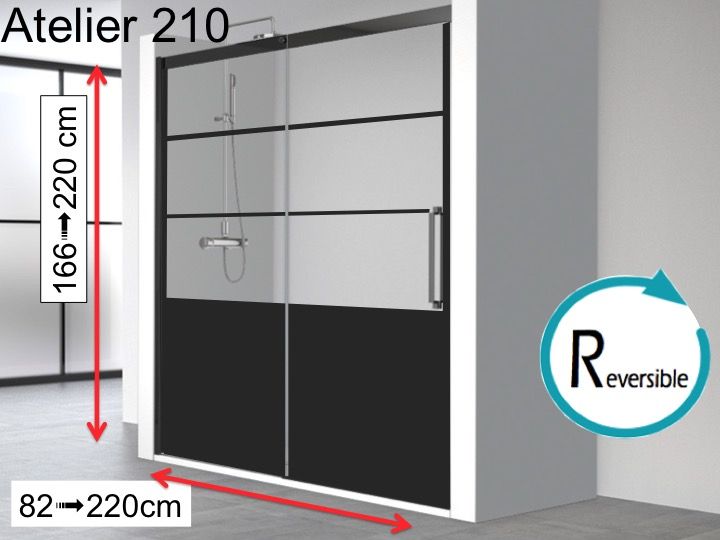 Sliding Shower Door 150 X 195 Cm Industrial Art Deco Style With