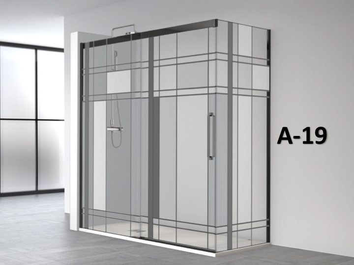 Sliding Shower Door Fixed Angle Return Profile In Black 180 X