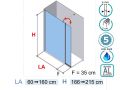 Fixed shower screen with swing shutter in extension, opening on glass - ORLY V.