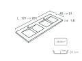 Washbasin central channel, 46 x 121 cm, suspended or recessed - SENDA