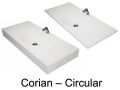 Countertop with integrated round basin, 50 x 80 cm, in Solid-Surface mineral resin - DOUBLE CIRCULAR RG