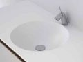 Countertop with integrated round basin, 50 x 80 cm, in Solid-Surface mineral resin - DOUBLE CIRCULAR RG