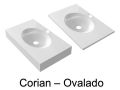 Countertop with integrated oval washbasin, 50 x 80 cm, in Solid-Surface mineral resin - OVALADO RG