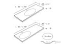 Countertop with integrated oval washbasin, 50 x 80 cm, in Solid-Surface mineral resin - OVALADO RG
