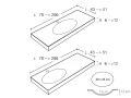 Countertop with integrated oval washbasin, 50 x 80 cm, in Solid-Surface mineral resin - OVALADO RG