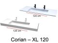 Countertop with double washbasin, 50 x 140 cm, in Solid-Surface mineral resin - XL120 RG