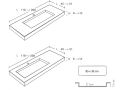 Countertop with double washbasin, 50 x 140 cm, in Solid-Surface mineral resin - XL120 RG