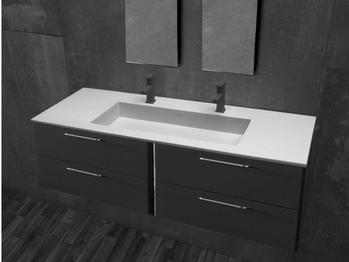 Washbasin Countertop With Double Vanity 50 X 140 Cm In Solid