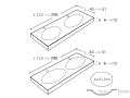 Double oval washbasin, 50 x 120 cm, in Solid-Surface mineral resin - DOUBLE OVALDO HYDRA