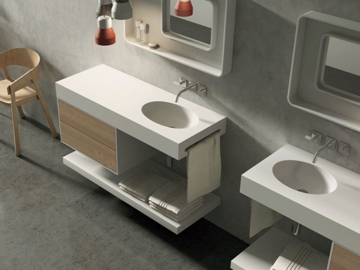 Double Vanity Top 50 X 120 Cm In Solid Surface Corian Type