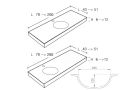 Countertop with integrated round basin, 50 x 80 cm, in Solid-Surface mineral resin - DOUBLE CIRCULAR RG