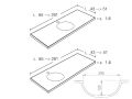 Washstand, 121 x 46 cm, suspended or recessed, round - CIRCULAR  30
