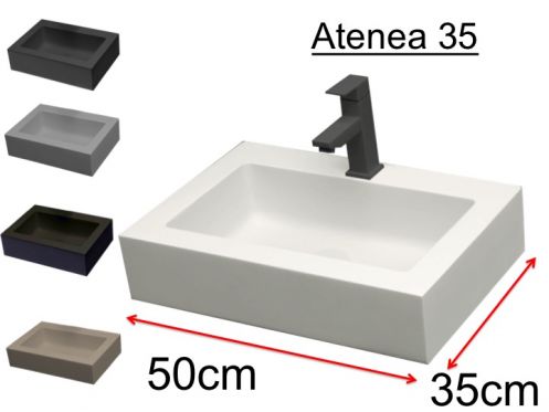 Washbasin, colors, 50 x 35 cm, mineral resin - ATENA 35