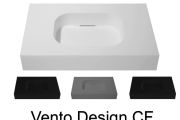 Design vanity top, 70 x 50 cm, suspended or standing, in mineral resin - VENTO 40 CF