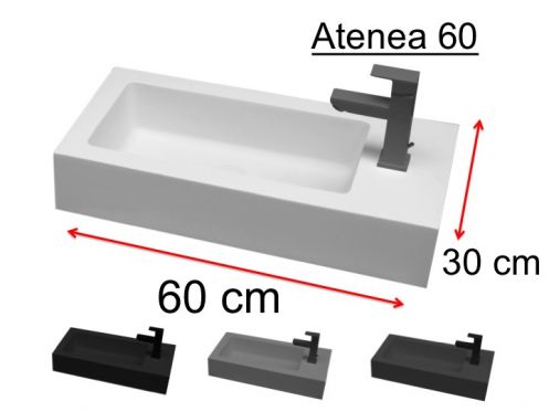 Washbasin, colors, 60 x 30 cm, mineral resin - ATENA 60