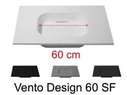 Design vanity top, 130 x 50 cm, suspended or standing, in mineral resin - VENTO 60 SF