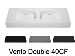 Double washbasin top, 200 x 50 cm, suspended or table top, in mineral resin - VENTO 40 CF