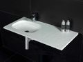 Double vanity top, 50 x 100 cm, suspended or recessed, in mineral resin - OBA 90