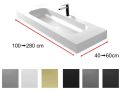 Double vanity top, 50 x 100 cm, suspended or recessed, in mineral resin - OBA 90