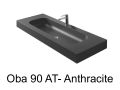 Double vanity top, 50 x 100 cm, suspended or recessed, in mineral resin - OBA 90