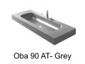 Double vanity top, 50 x 100 cm, suspended or recessed, in mineral resin - OBA 90