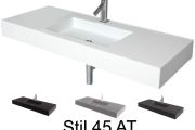Washstand, 50 x 110 cm, suspended or recessed, in mineral resin - STIL 45 AT