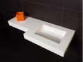 Washstand, 50 x 200 cm, suspended or recessed, in mineral resin - STIL 45 AT