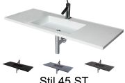 Washstand, 50 x 100 cm, suspended or recessed, in mineral resin - STIL 45 ST
