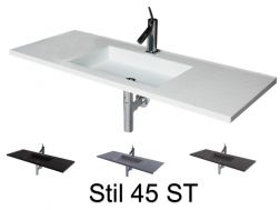 Washstand, 50 x 130 cm, suspended or recessed, in mineral resin - STIL 45 ST