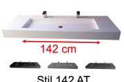 Double vanity top, 50 x 150 cm, suspended or recessed, in mineral resin - STIL 142 AT
