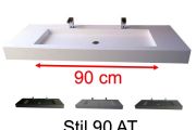 Double vanity top, 50 x 120 cm, suspended or recessed, in mineral resin - STIL 90 AT
