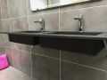 Double vanity top, 50 x 120 cm, suspended or recessed, in mineral resin - DOUBLE STIL 45 AT