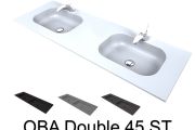 Double vanity top, 50 x 120 cm, suspended or recessed, in mineral resin - DOUBLE OBA 45 ST