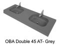 Double vanity top, 50 x 120 cm, suspended or recessed, in mineral resin - DOUBLE OBA 45 AT