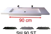 Double vanity top, 50 x 110 cm, suspended or recessed, in mineral resin - STIL 90 ST
